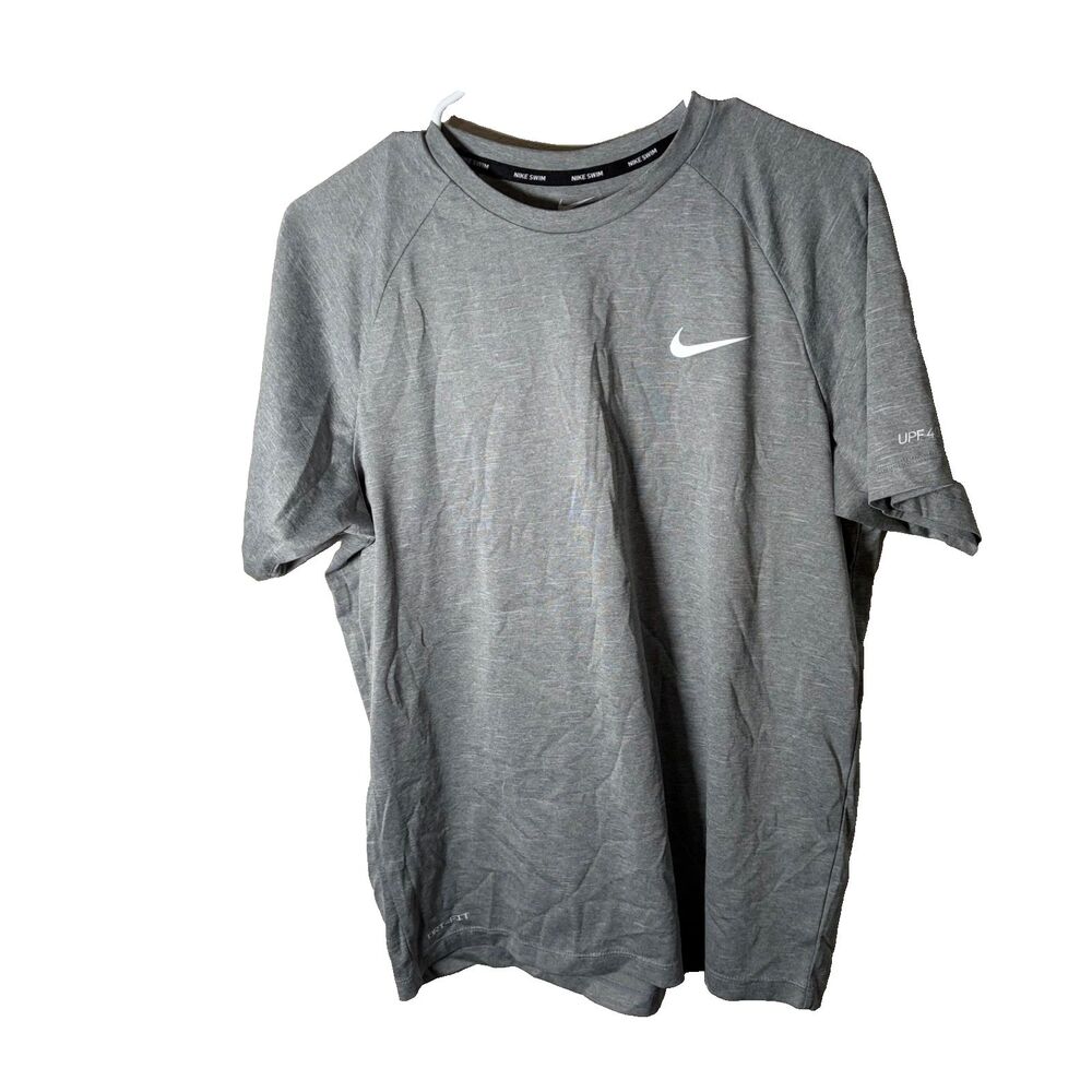 Nike T-Shirt Swim Men's Medium Gray Crew Neck Short Sleeve Active Top
